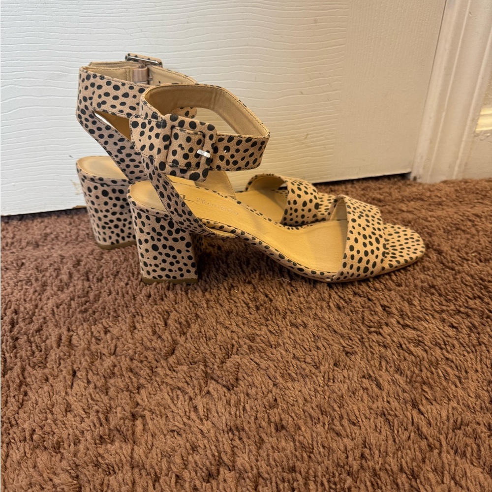 2 FOR $25 CL by Laundry Animal Print Ankle Strap Block Heel Dalmation 10 NEW - Picture 2 of 8
